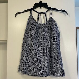 Navy and White Geometric Women's Tankini Top